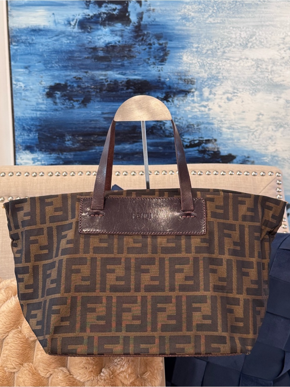 Vintage Fendi Zucca Monogram Canvas Tote Bag